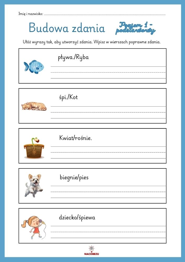nauka składania zdań