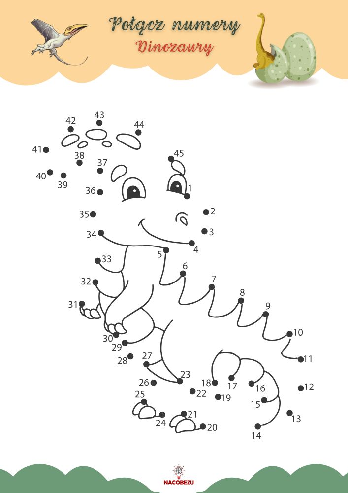 Połącz numery dinozaury - dinozaur