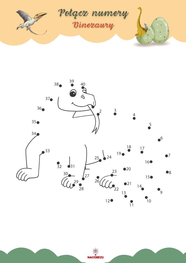 Połącz numery dinozaury - dinozaur