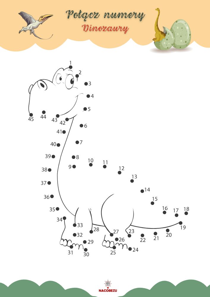 Połącz numery dinozaury - dinozaur