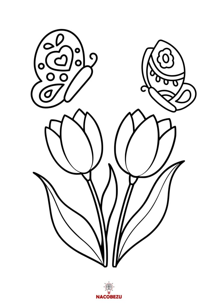 wiosenne kolorowanki do druku - tulipany