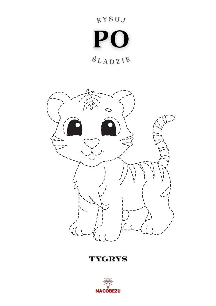 Rysuj po śladzie koty - tygrys