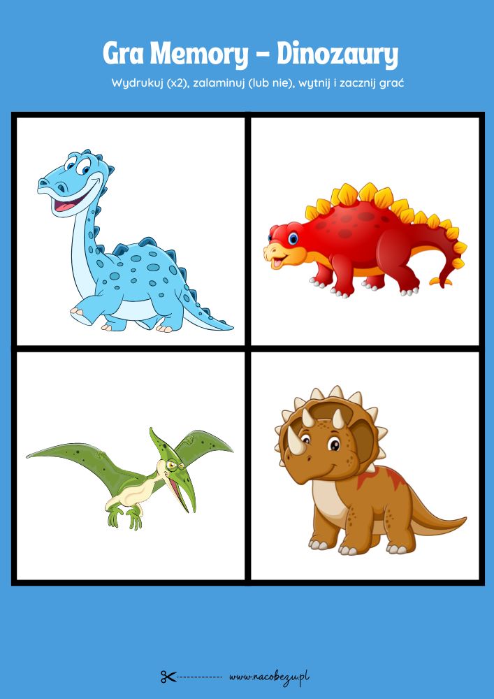 Gra memory dinozaury do druku