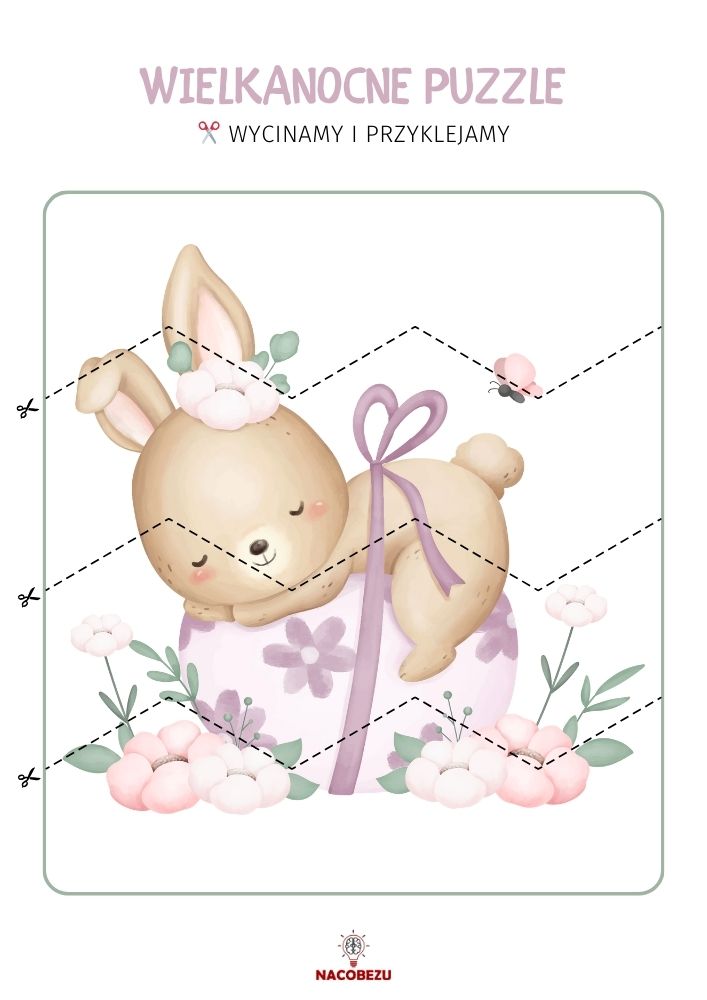 Wielkanocne puzzle do druku - królik