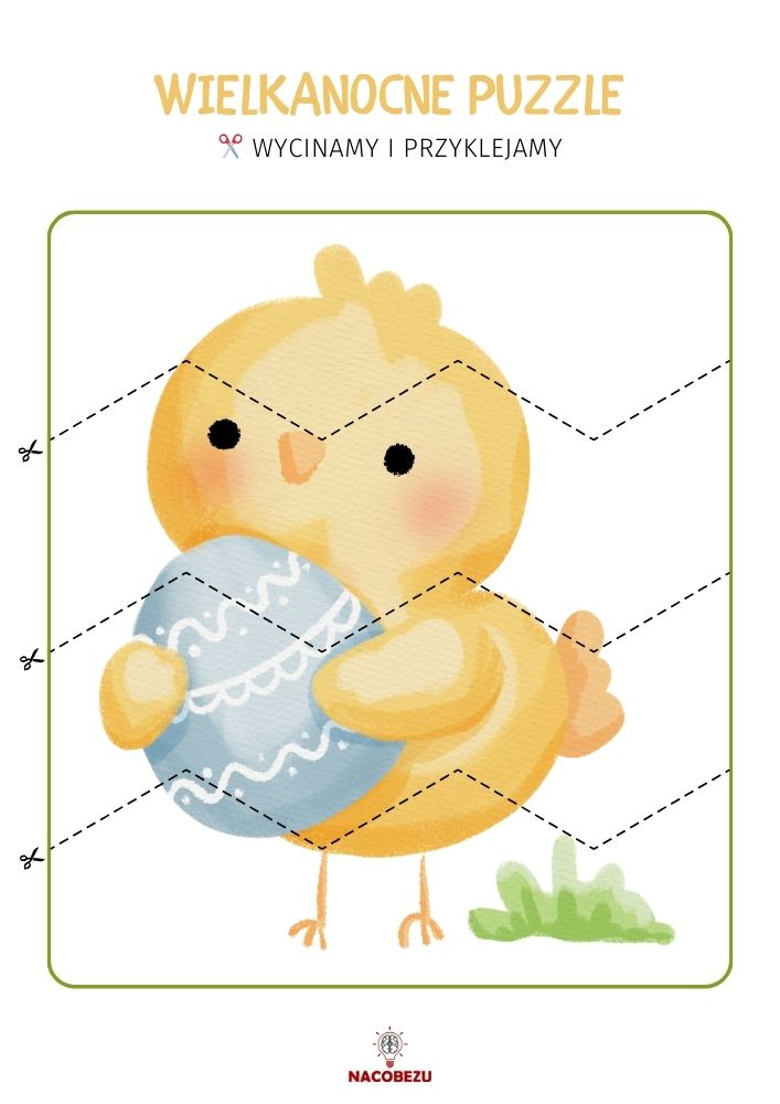 Wielkanocne puzzle do druku - kurczak