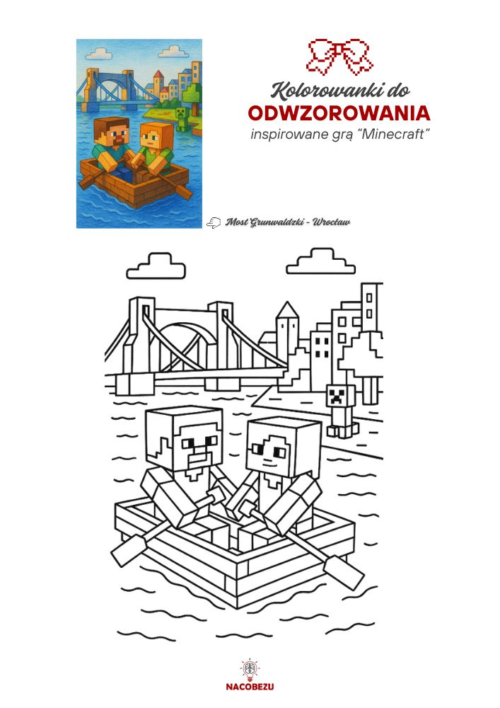 kolorowanki Minecraft do odwzorowania