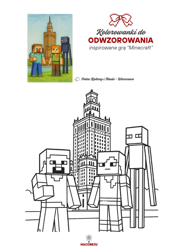 kolorowanki Minecraft do odwzorowania