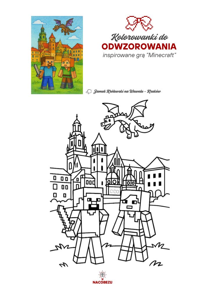 kolorowanki Minecraft do odwzorowania