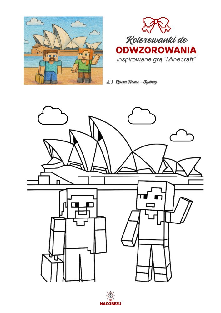 kolorowanki Minecraft do odwzorowania