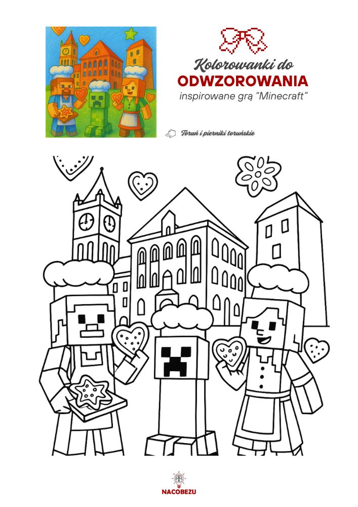 kolorowanki Minecraft do odwzorowania