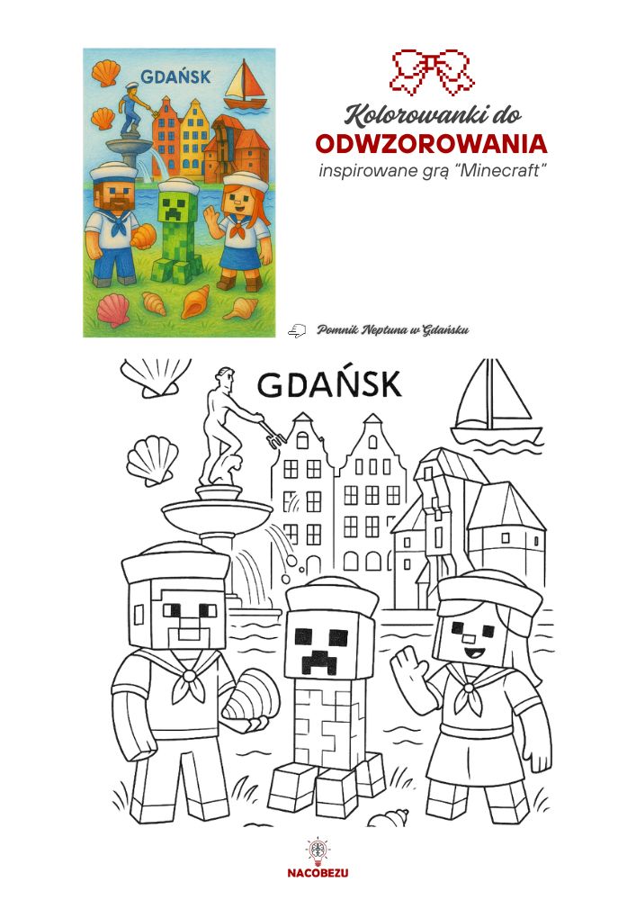 kolorowanki Minecraft do odwzorowania