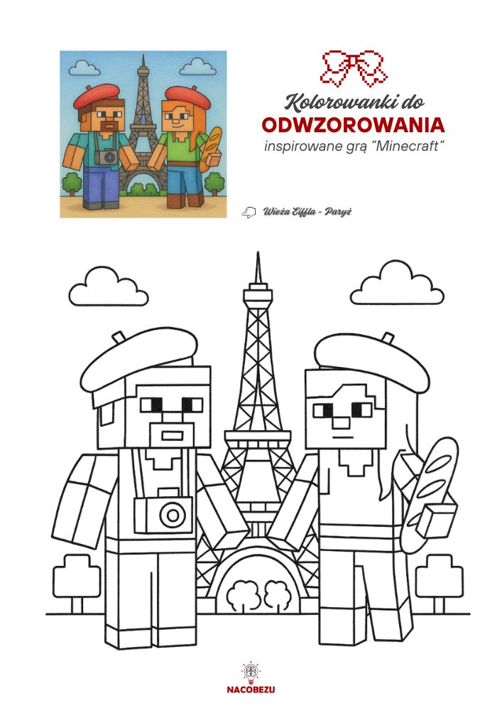 kolorowanki Minecraft do odwzorowania