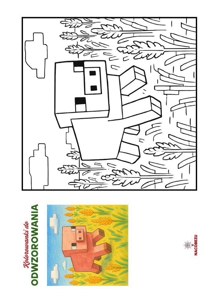 kolorowanki Minecraft do odwzorowania