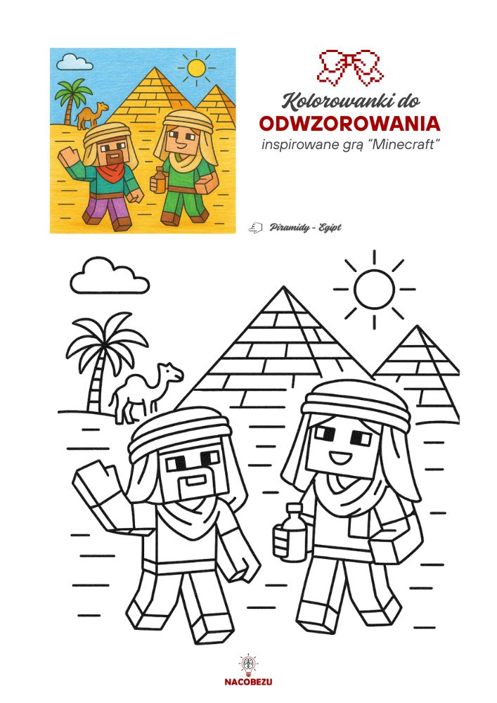 kolorowanki Minecraft do odwzorowania