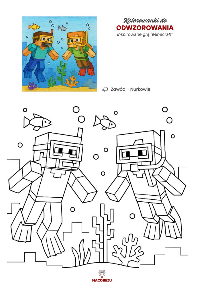 kolorowanki Minecraft do odwzorowania