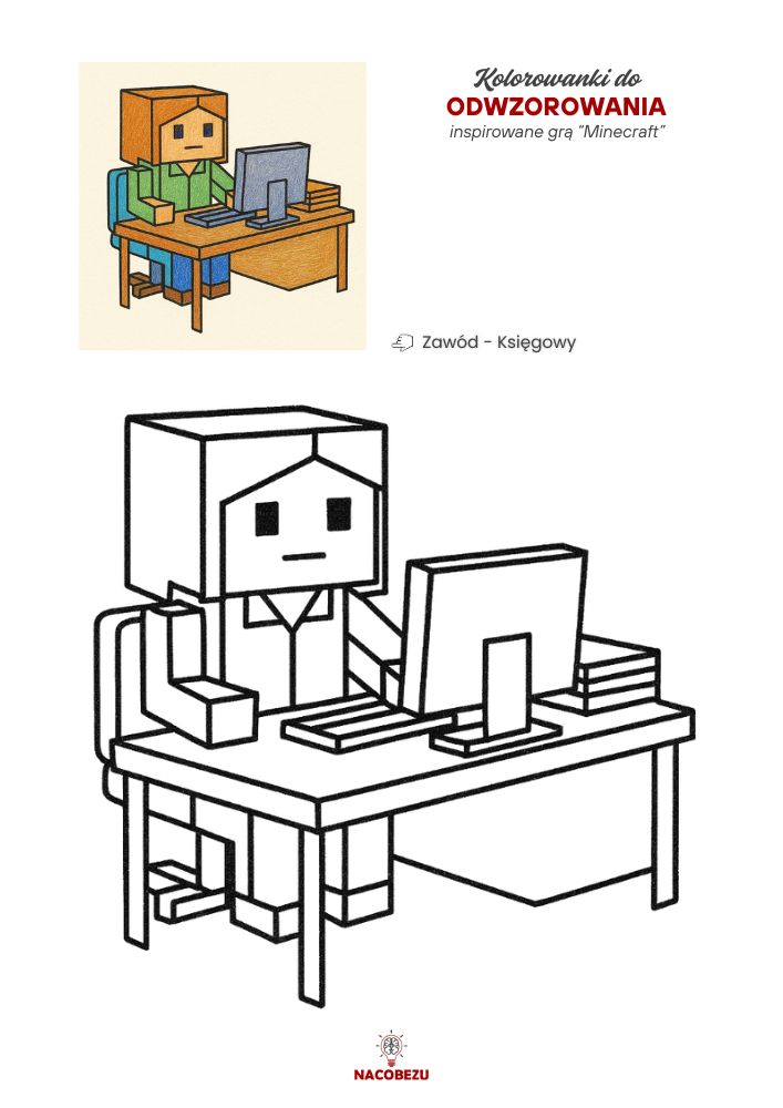 kolorowanki Minecraft do odwzorowania