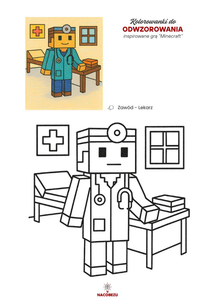 kolorowanki Minecraft do odwzorowania