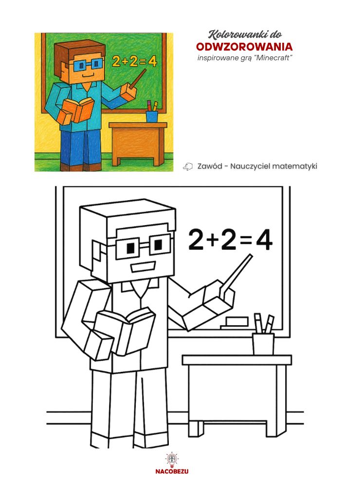 kolorowanki Minecraft do odwzorowania