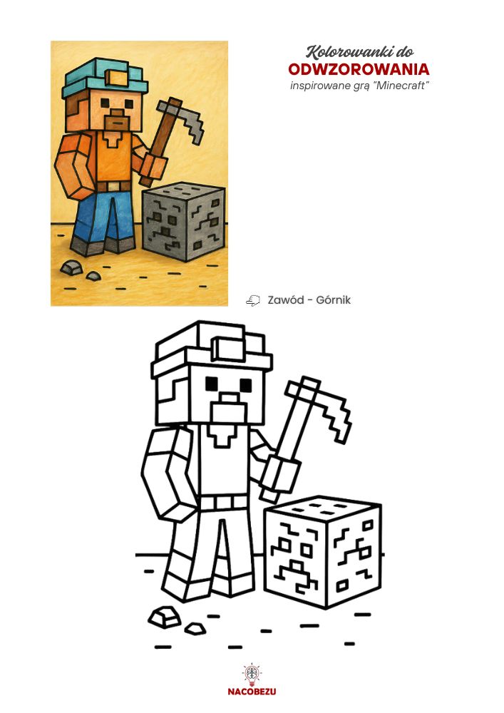 kolorowanki Minecraft do odwzorowania