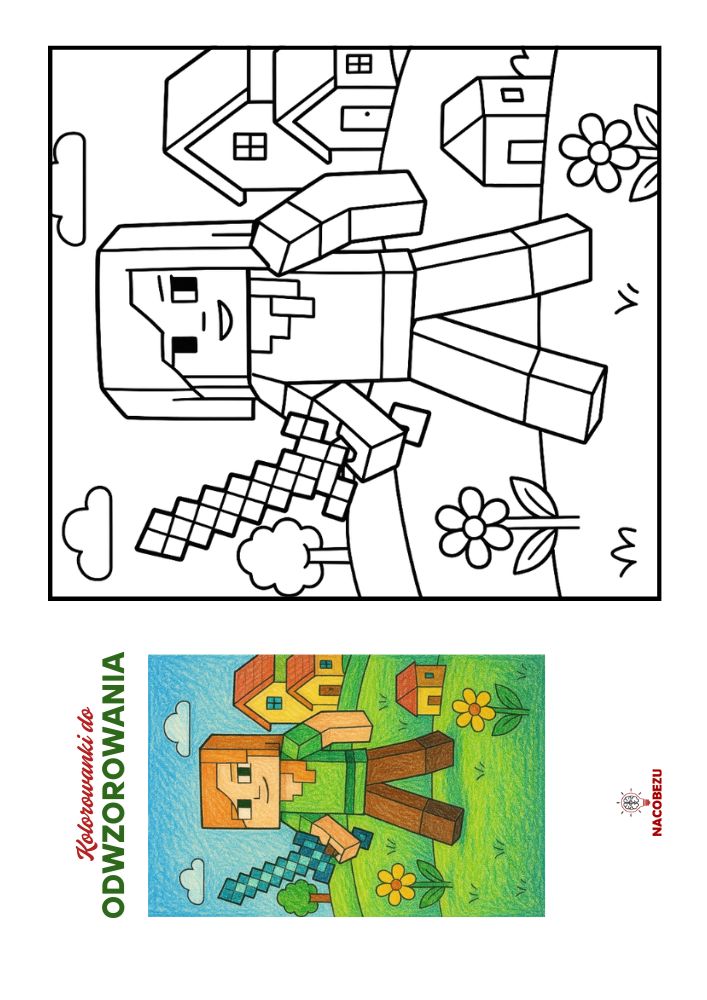 kolorowanki Minecraft do odwzorowania