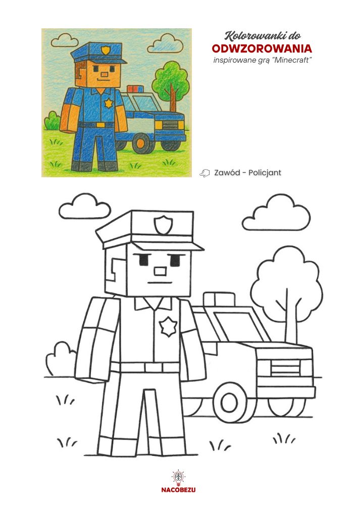 kolorowanki Minecraft do odwzorowania