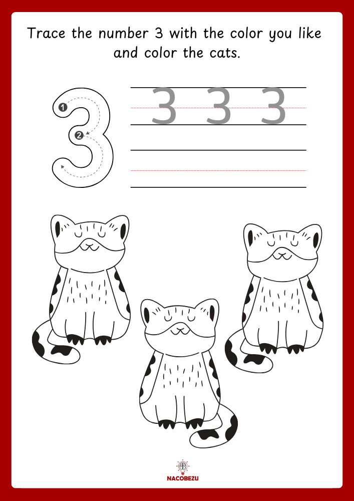 number tracing and coloring worksheets for kids