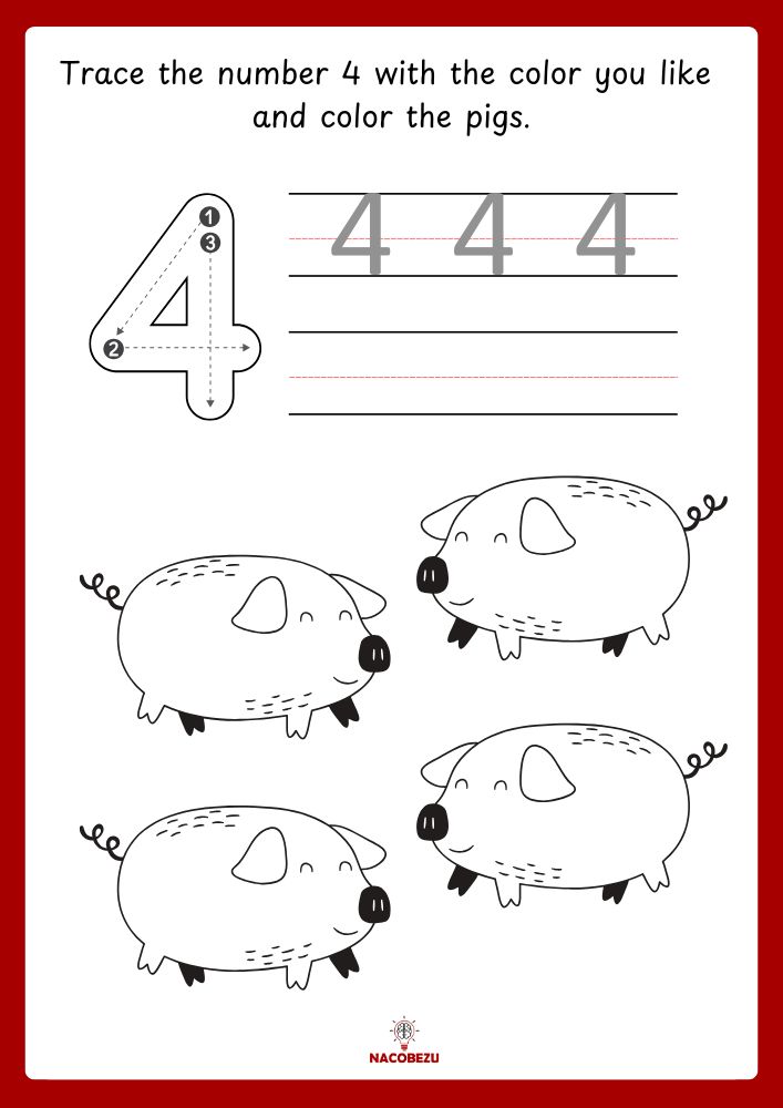 number tracing and coloring worksheets for kids