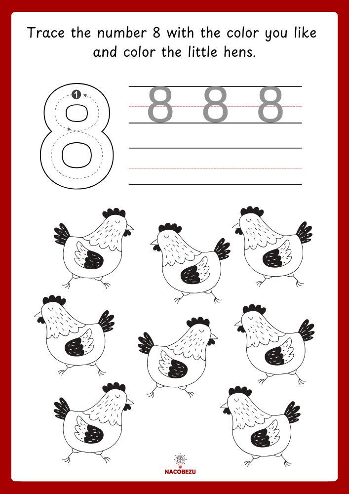 number tracing and coloring worksheets for kids