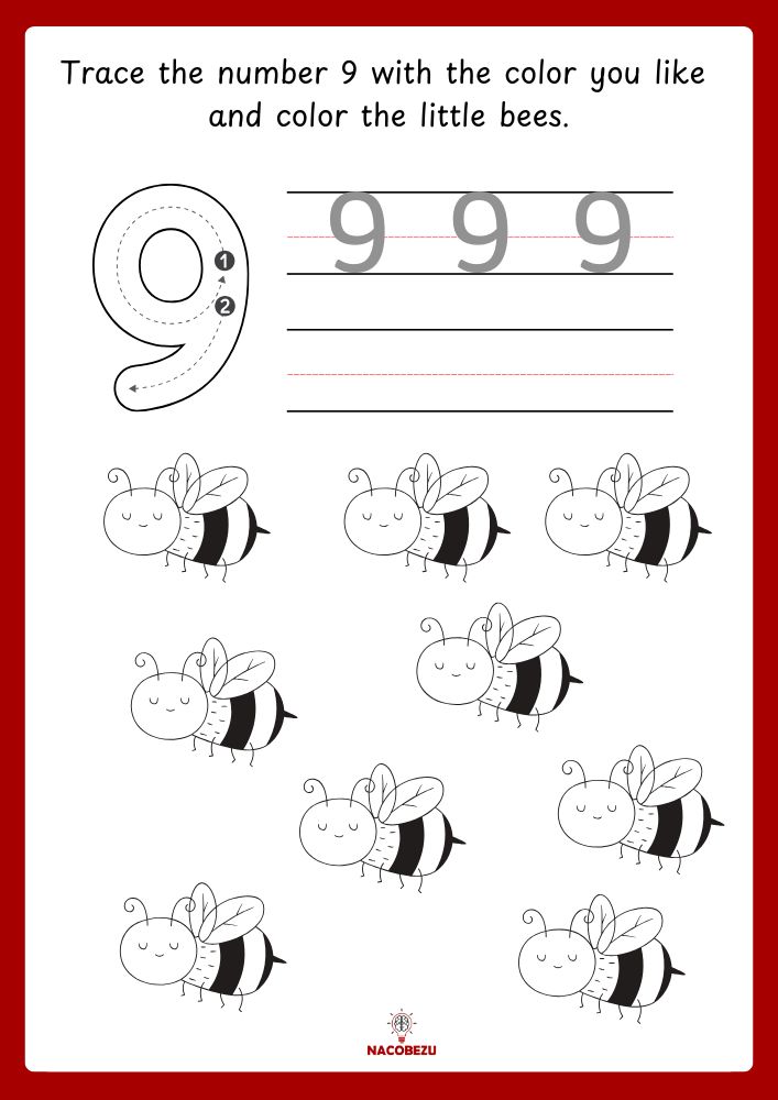 number tracing and coloring worksheets for kids
