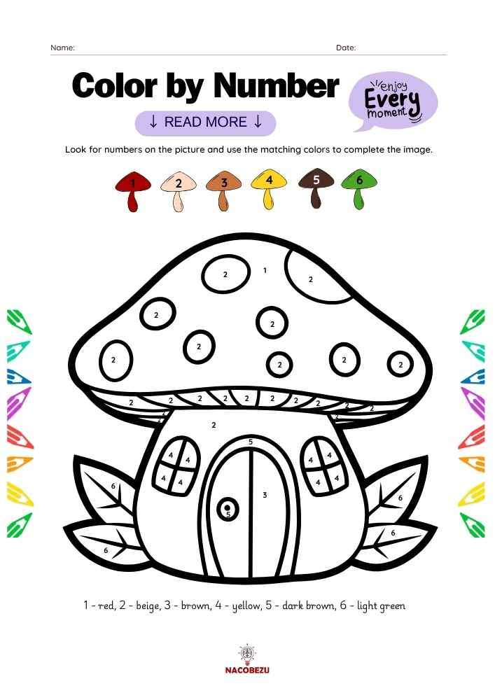 English color by number worksheets
