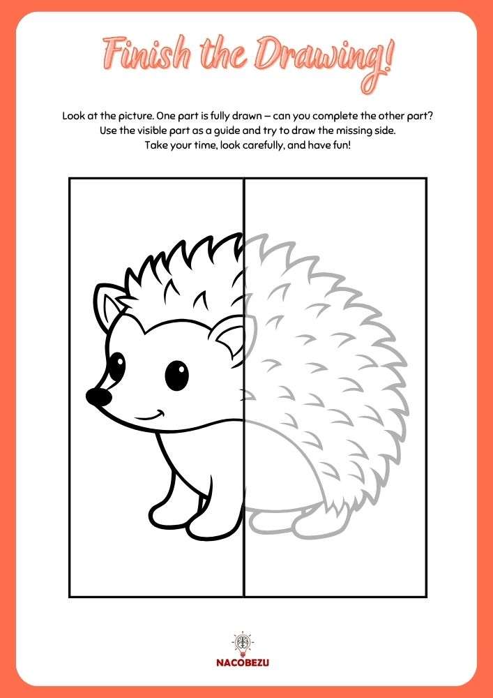 finish the drawing worksheets for kids