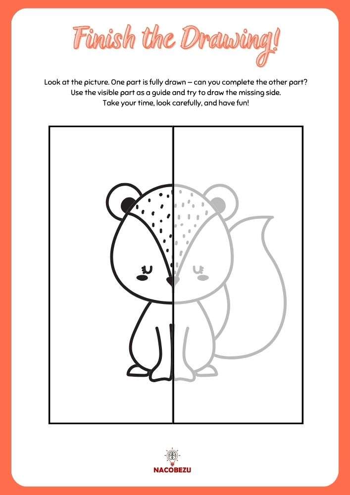 finish the drawing worksheets for kids