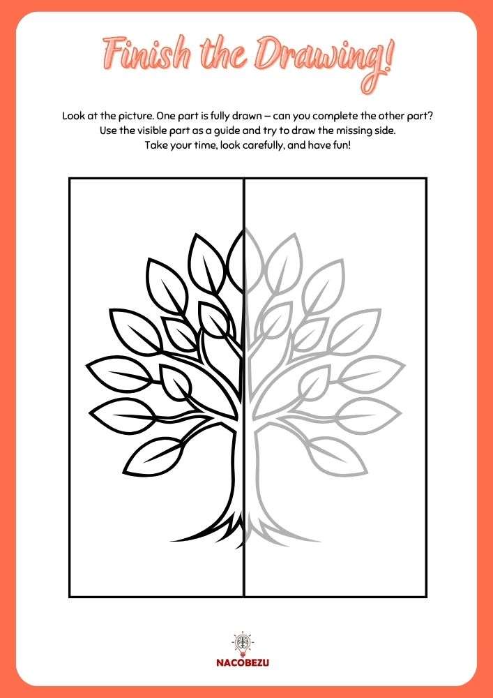 finish the drawing worksheets for kids