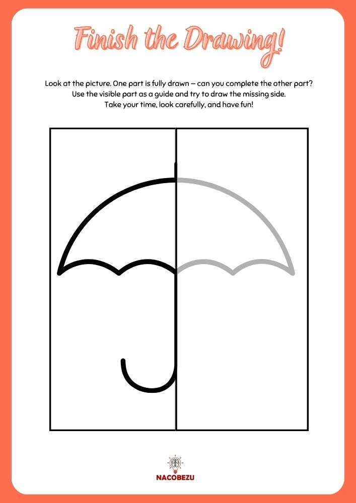finish the drawing worksheets for kids