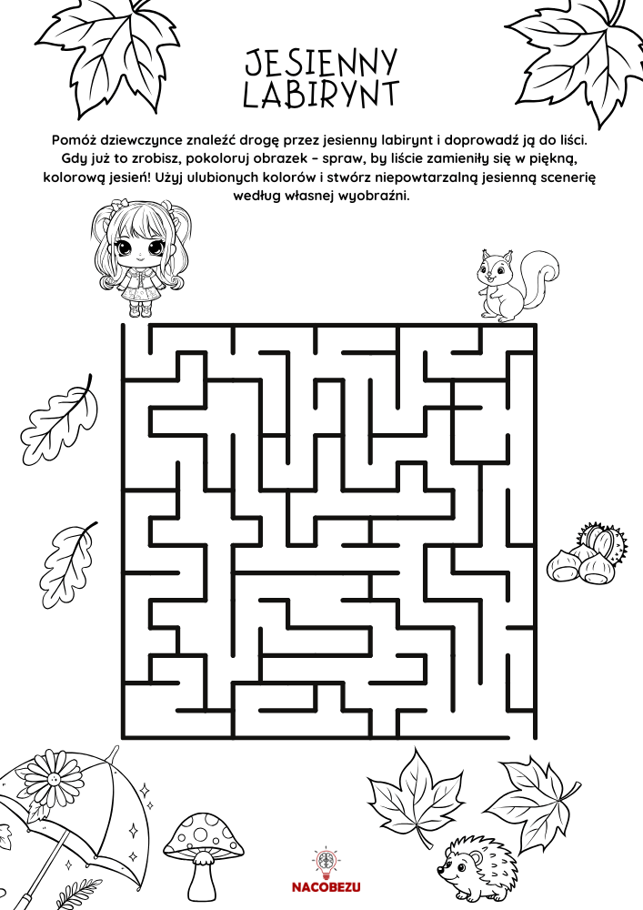Jesienne labirynty do druku