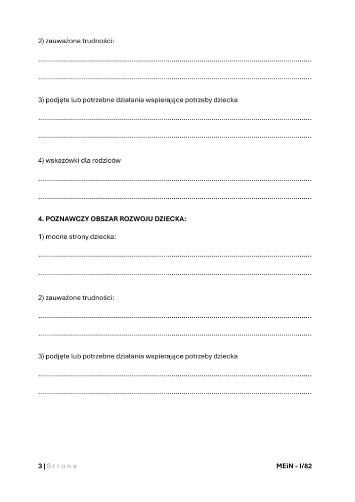 Wzór informacji o gotowości szkolnej