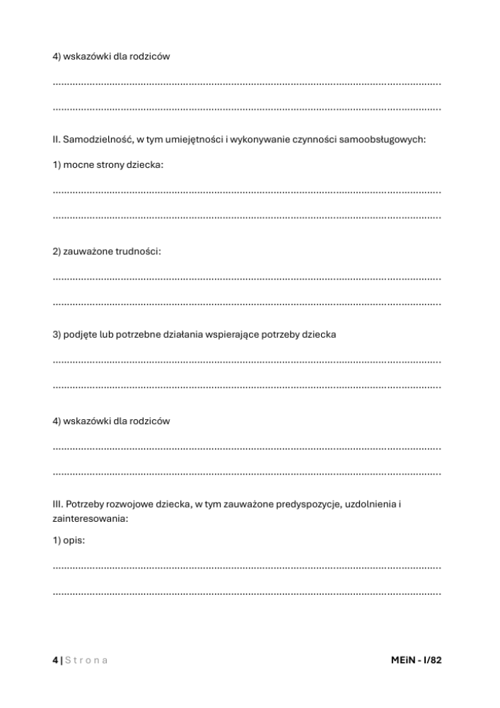 Wzór informacji o gotowości szkolnej