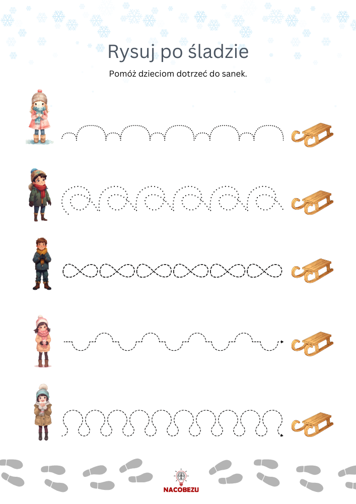 szlaczki zima do druku