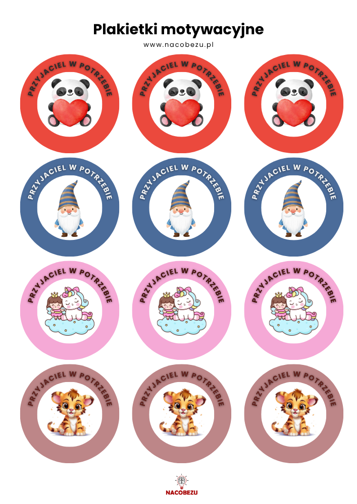 Plakietki motywacyjne dla 3-latka