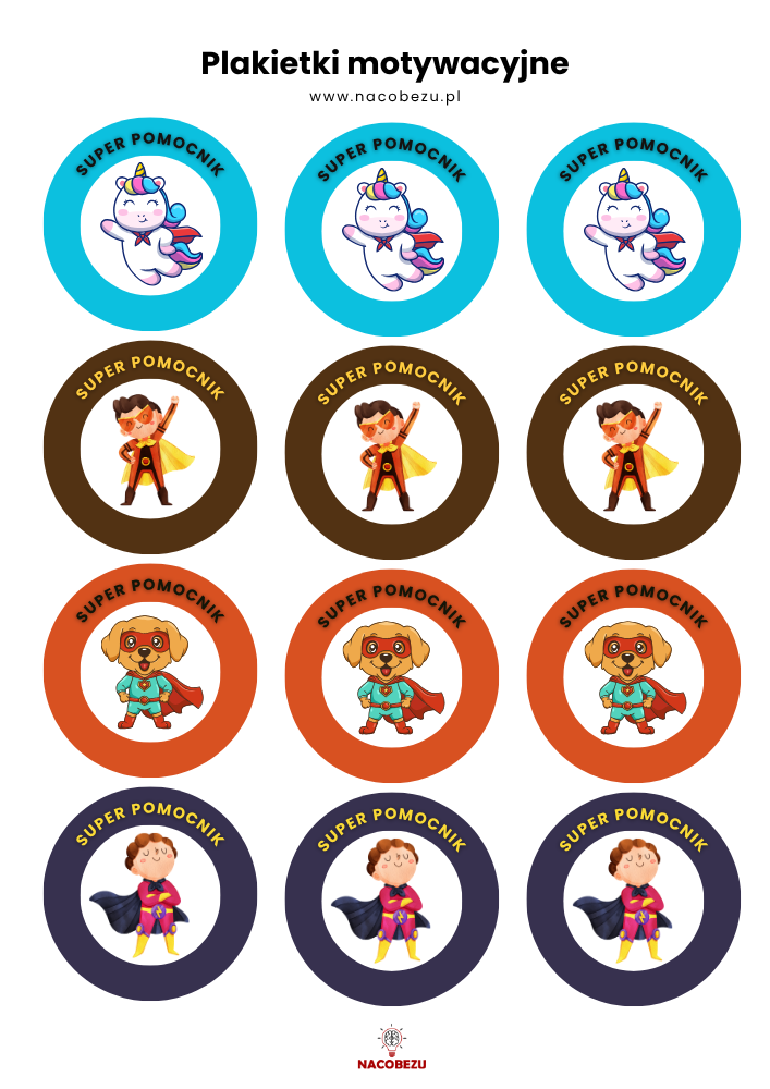 Plakietki motywacyjne dla 3-latka