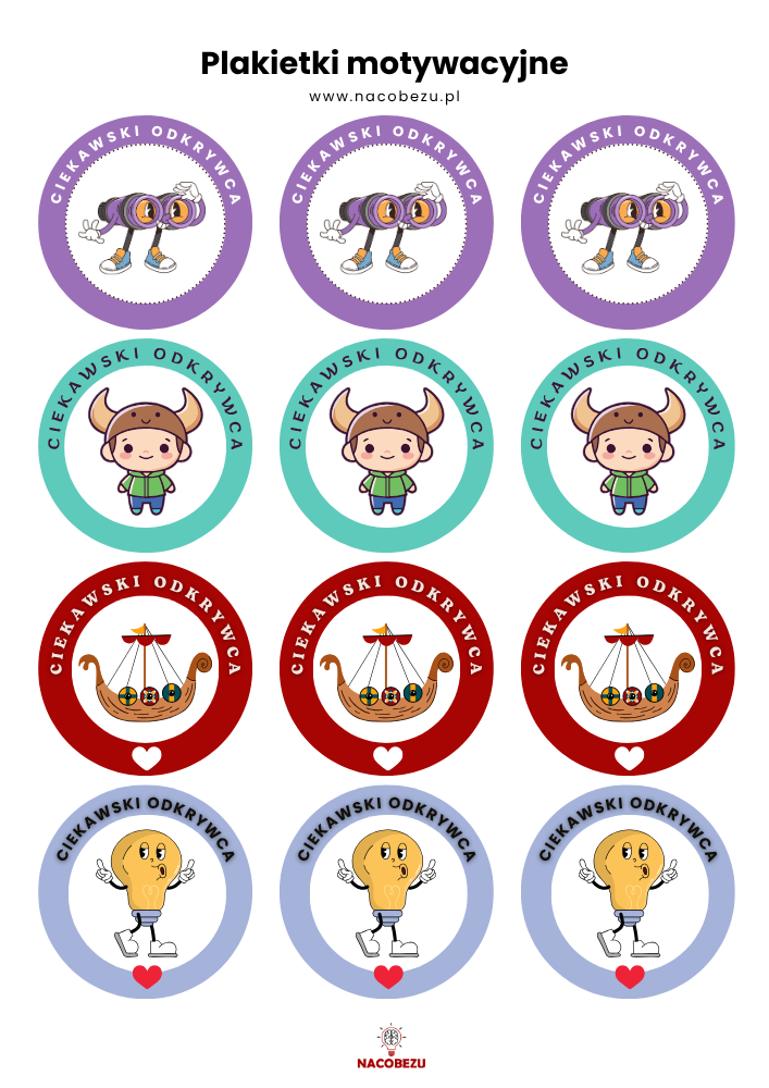 Plakietki motywacyjne dla 4-latka