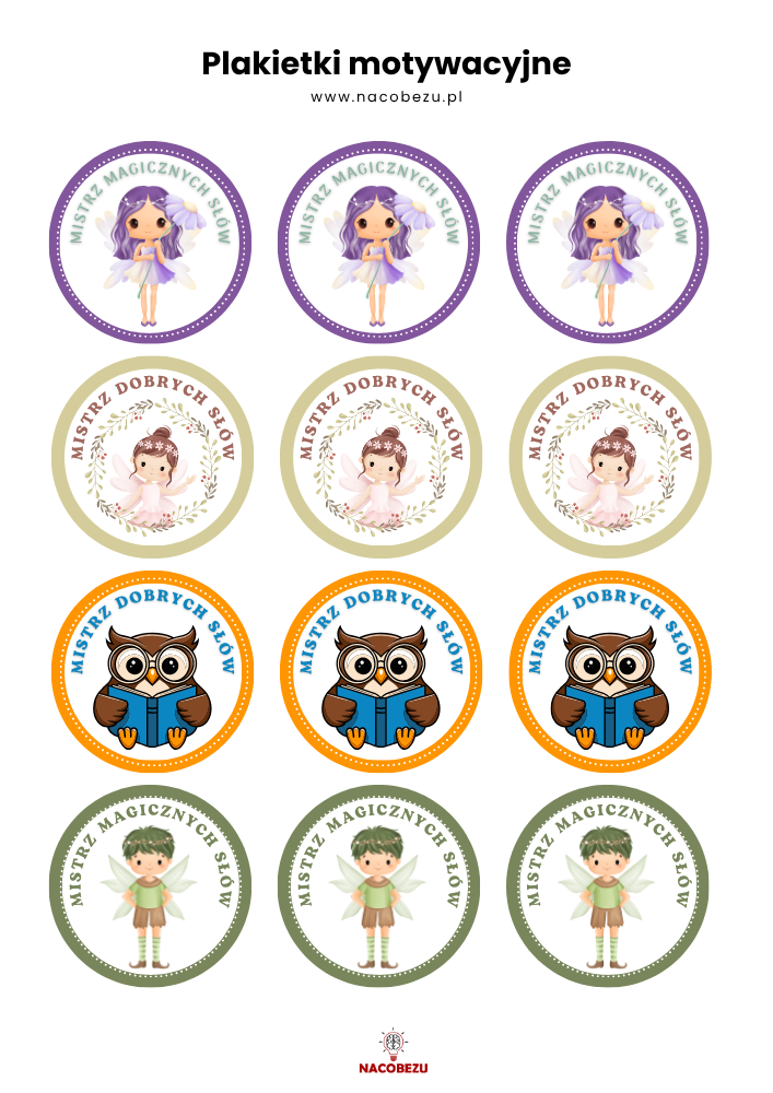 Plakietki motywacyjne dla 4-latka