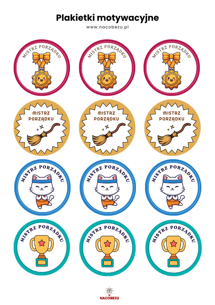 Plakietki motywacyjne dla 4-latka