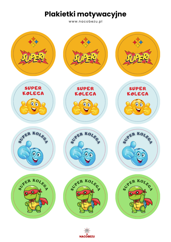 Plakietki motywacyjne dla 4-latka