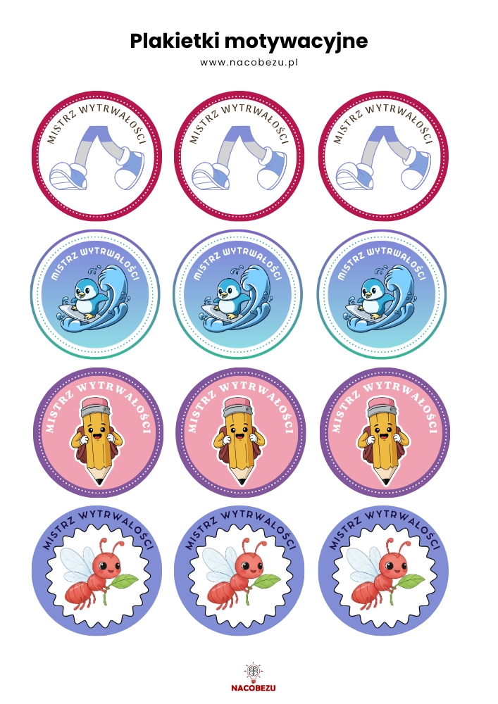Plakietki motywacyjne dla 5-latka