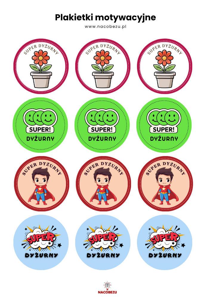 Plakietki motywacyjne dla 5-latka