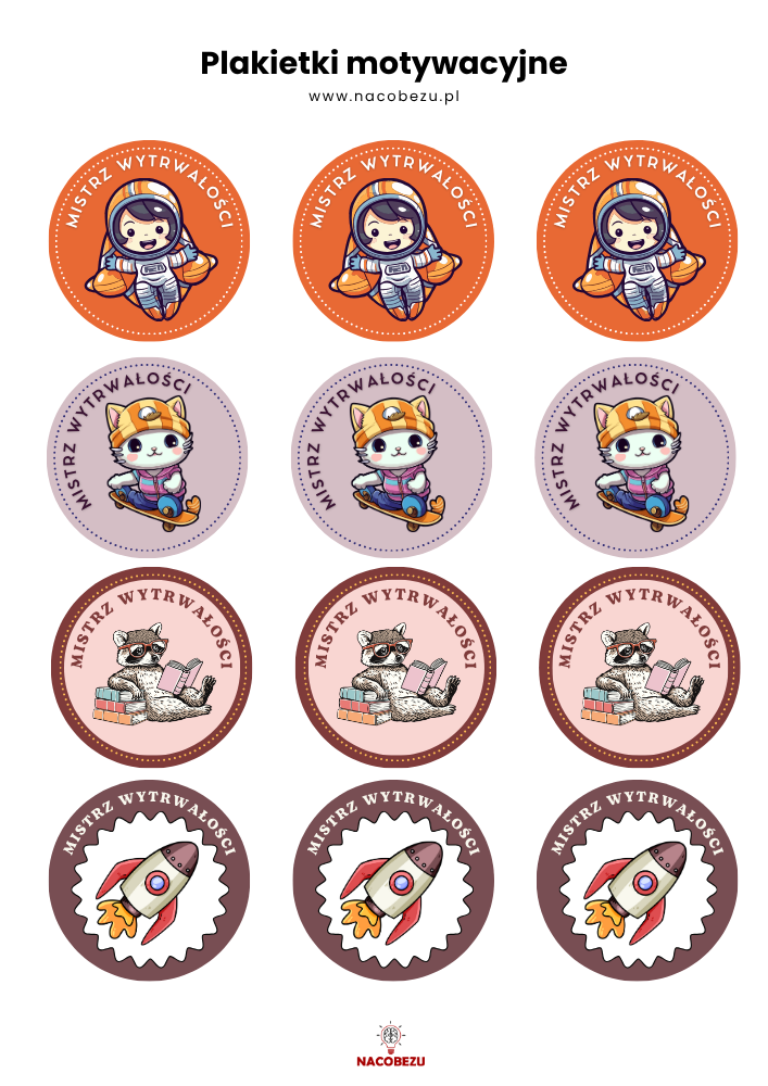 Plakietki motywacyjne dla 6-latka