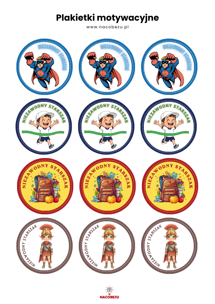 Plakietki motywacyjne dla 6-latka