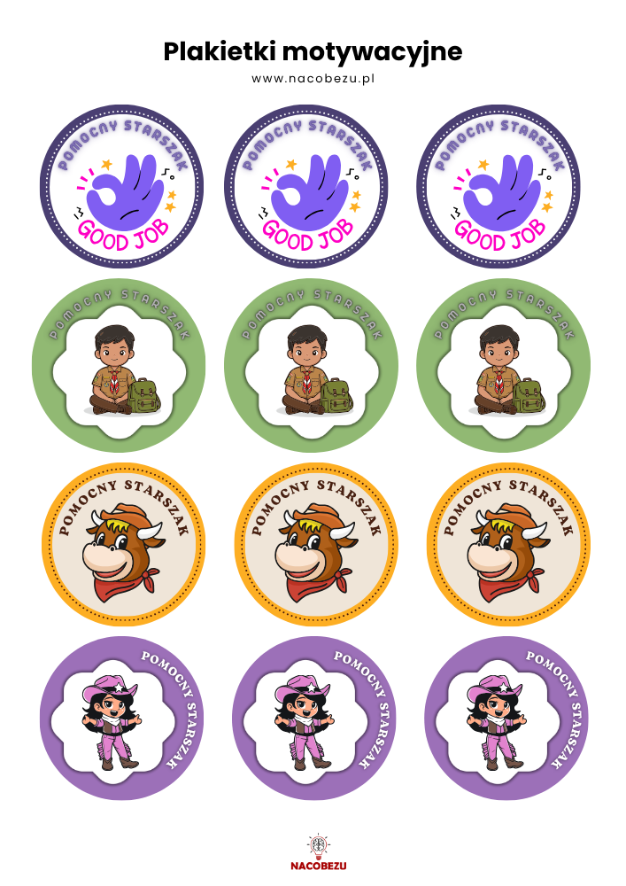 Plakietki motywacyjne dla 6-latka