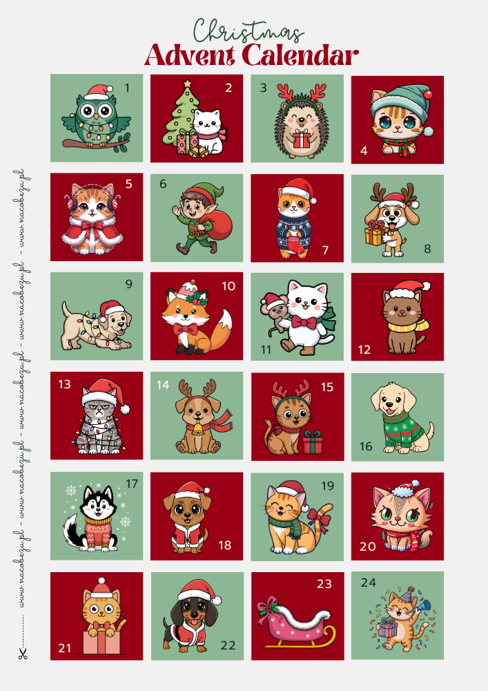 Kalendarz Adwentowy do druku